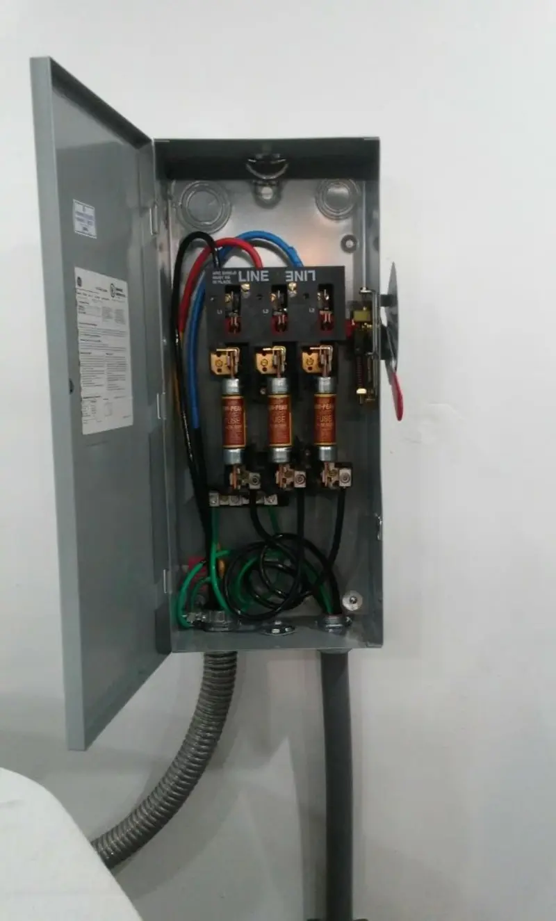 Three-phase disconnect switch installed for Smoke Detector Installation in Londonderry